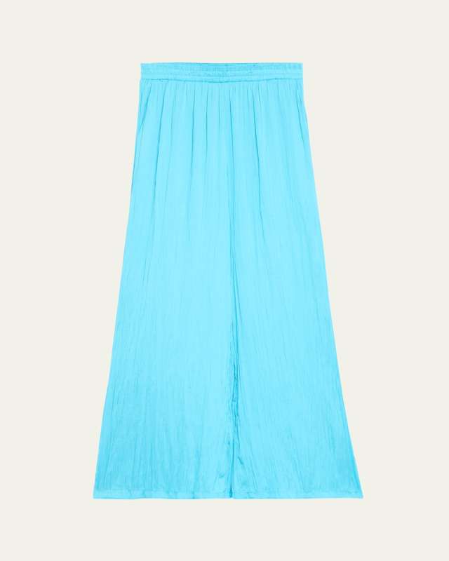 Lillian Crinkled Satin Wide-Leg Pants